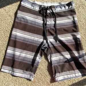 Burnside Mens Board Shorts black white grey stripe